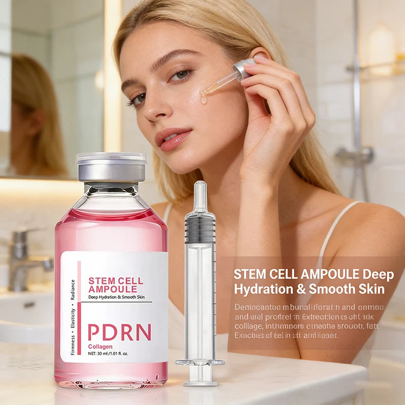 Stem Cell Ampoule Essence, Pink PDRN Ampoule Deep Repair Renew Skin Brighten Tone Strengthen Barrier firming Facial Essence
