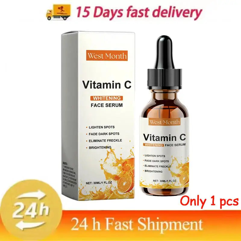 Vitamin C Whitening Serum Remove Freckles Dark Spots Face Essence Fade Melasma Melanin Brighten Repair Dull Skin Care Cosmetics